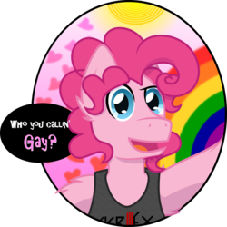 Size: 7900x7906 | Tagged: safe, artist:gray-gold, pinkie pie, g4, .svg available, absurd resolution, bubble berry, clothes, dialogue, rule 63, simple background, skrillex, solo, tank top, transparent background, vector