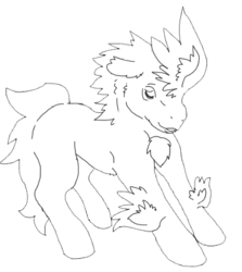 Size: 369x414 | Tagged: safe, harpy, chest fluff, fluffy, grin, leg wings, lineart, monochrome, ponified, simple background, smiling, solo, transparent background