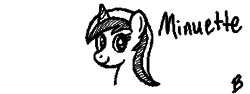 Size: 320x120 | Tagged: safe, artist:bryastar, minuette, pony, unicorn, g4, female, miiverse, monochrome, portrait, solo