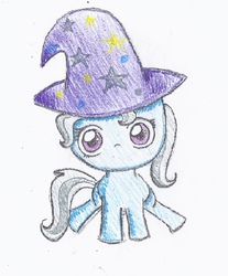 Size: 395x478 | Tagged: safe, artist:defiantart101, trixie, pony, unicorn, g4, cute, female, filly, mare, solo, traditional art, younger