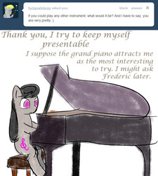 Size: 500x555 | Tagged: safe, artist:erthilo, octavia melody, earth pony, pony, ask octavia, g4, ask, female, mare, musical instrument, no pupils, piano, sitting, solo, tumblr