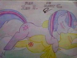 Size: 640x480 | Tagged: artist needed, safe, twilight sparkle, oc, oc:zeo pony, g4, canon x oc, kissing, shipping, traditional art