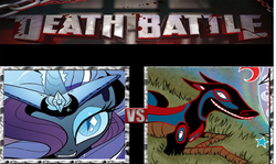 Size: 908x540 | Tagged: safe, nightmare rarity, coyote, g4, death battle, exploitable meme, gunnerkrigg court, meme