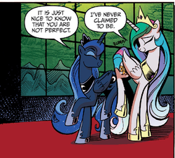 Size: 678x609 | Tagged: safe, artist:andy price, idw, official comic, princess celestia, princess luna, alicorn, pony, g4, spoiler:comic, spoiler:comic20, butt bump, butt to butt, butt touch, comic, cropped, female, height difference, long legs, mare, panel, slender, tall, thin