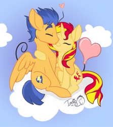 Size: 500x561 | Tagged: dead source, safe, artist:indiefoxtail, artist:starcircuits, flash sentry, sunset shimmer, pegasus, pony, unicorn, g4, backwards cutie mark, balloon, cloud, cloudy, couple, cute, cutie mark, embrace, eyes closed, female, heart, heart balloon, hooves, horn, kissing, love, male, mare, on a cloud, shimmerbetes, ship:flashimmer, shipping, sitting, sitting on a cloud, spread wings, stallion, straight, wings