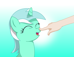 Size: 1150x890 | Tagged: safe, artist:j-testman, lyra heartstrings, human, pony, g4, boop, cute, eyes closed, hand, happy, human on pony petting, lyrabetes, nose wrinkle, open mouth, pony pet, smiling