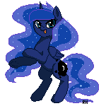 Size: 150x150 | Tagged: safe, artist:missrenakitsune, princess luna, g4, female, happy, icon, looking at you, pixel art, rearing, simple background, solo, transparent background