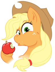 Size: 5760x7471 | Tagged: safe, artist:starbolt-81, applejack, g4, absurd resolution, bust, eating, female, looking at you, portrait, puffy cheeks, solo