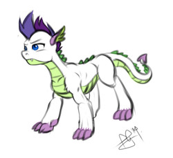 Size: 500x457 | Tagged: safe, artist:pia-sama, dracony, hybrid, interspecies offspring, male, offspring, parent:rarity, parent:spike, parents:sparity, solo
