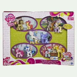 Size: 600x600 | Tagged: safe, apple bloom, carrot cake, cup cake, dj pon-3, doctor whooves, lyrica lilac, octavia melody, pinkie pie, princess celestia, princess luna, time turner, vinyl scratch, g4, toy, toys r us