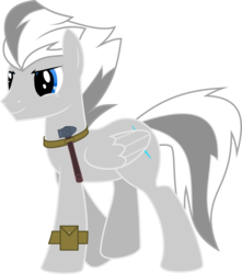 Size: 3000x3394 | Tagged: safe, artist:ruinedomega, oc, oc only, oc:quick silver, pegasus, pony, author:larathin, farrier, high res, ponyscape, solo, vector