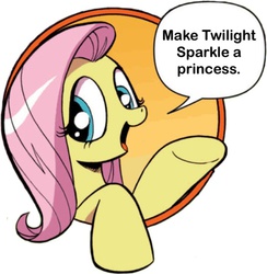 Size: 703x720 | Tagged: safe, idw, fluttershy, friendship is magic #3, g4, my little pony: friendship is magic (idw), alicorn drama, bad advice fluttershy, drama, exploitable meme, female, meme, solo