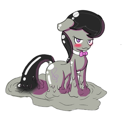 Size: 1280x1270 | Tagged: safe, artist:theskitzogamer, octavia melody, goo pony, original species, g4, blushing, looking at you, meltavia, melting, solo, transformation