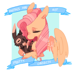Size: 845x803 | Tagged: safe, artist:pawsmilk, fluttershy, rabbit, g4, animal, eyes closed, female, mouthpiece, old banner, solo