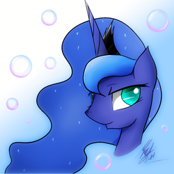 Size: 500x500 | Tagged: safe, artist:swaphilo, princess luna, g4, bubble, female, portrait, solo