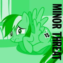 Size: 563x563 | Tagged: safe, artist:kawshee, edit, edited screencap, screencap, rainbow dash, g4, sonic rainboom (episode), album cover, cropped, female, minor threat, nervous, parody, punk, scared, solo, straight edge