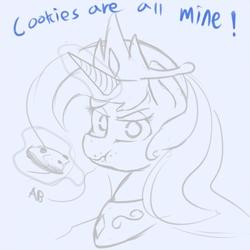 Size: 900x900 | Tagged: safe, artist:ab, princess celestia, g4, cookie, eating, female, magic, solo