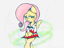 Size: 640x480 | Tagged: safe, artist:skippy_the_moon, fluttershy, pony, g4, bipedal, female, pixiv, solo, white mage