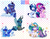 Size: 1800x1400 | Tagged: dead source, safe, artist:loyaldis, princess cadance, princess celestia, princess luna, queen chrysalis, shining armor, spike, trixie, alicorn, pony, g4, alicornified, heart eyes, qr code, race swap, trixiecorn, wingding eyes