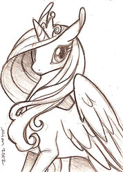Size: 356x500 | Tagged: safe, artist:alienfirst, princess cadance, g4, female, monochrome, solo