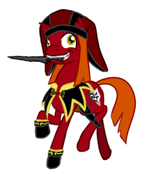 Size: 404x473 | Tagged: safe, artist:xskwidx, pony, cicero, dark brotherhood, insanity, ponified, skyrim, solo, the elder scrolls