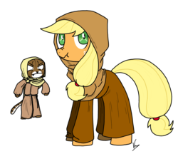 Size: 1531x1323 | Tagged: safe, artist:sandwich-anomaly, applejack, khajiit, g4, clothes, costume, liar face, liarjack, m'aiq the liar, scrunchy face, the elder scrolls