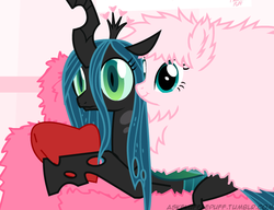 Size: 650x500 | Tagged: safe, artist:mixermike622, queen chrysalis, oc, oc:fluffle puff, g4