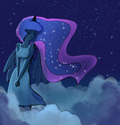 Size: 1400x1461 | Tagged: safe, artist:darkflame75, princess luna, human, lunadoodle, g4, adventure time, cloud, cloudy, female, humanized, male, pony coloring, solo, winged humanization