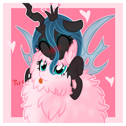 Size: 2100x2100 | Tagged: safe, artist:xwhitedreamsx, queen chrysalis, oc, oc:fluffle puff, g4, canon x oc, female, high res, lesbian, ship:chrysipuff, shipping