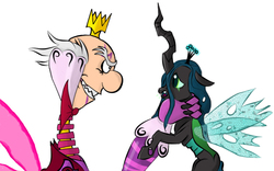 Size: 903x563 | Tagged: safe, artist:radecfrack, queen chrysalis, g4, crossover, duo, king candy, wreck-it ralph