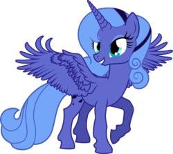 Size: 3374x3000 | Tagged: safe, artist:theshadowstone, princess luna, g4, alternate hairstyle, female, high res, raised hoof, s1 luna, simple background, smiling, solo, transparent background, vector