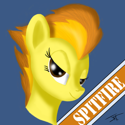 Size: 900x900 | Tagged: safe, artist:jeki, spitfire, pegasus, pony, g4, bust, female, lidded eyes, mare, portrait, solo