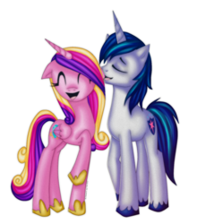 Size: 1224x1393 | Tagged: safe, artist:antych, artist:misheltc, princess cadance, shining armor, alicorn, pony, unicorn, g4, duo, duo male and female, ear bite, ear licking, female, male, mare, ship:shiningcadance, shipping, stallion, straight