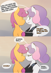 Size: 1280x1820 | Tagged: safe, artist:somescrub, scootaloo, sweetie belle, anthro, ask nudist sweetie belle, g4, female, lesbian, mermaid lovers, ship:scootabelle, shipping