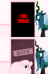 Size: 650x1000 | Tagged: safe, edit, queen chrysalis, oc, oc:fluffle puff, g4, fluffle puff's closet, nope