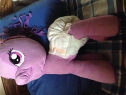 Size: 3264x2448 | Tagged: safe, twilight sparkle, g4, diaper, diapered plushie, funrise, high res, irl, non-baby in diaper, photo, plushie, solo