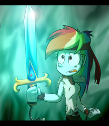 Size: 1000x1152 | Tagged: safe, artist:fj-c, rainbow dash, equestria girls, g4, female, solo, sword