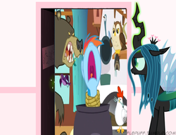 Size: 1280x985 | Tagged: safe, queen chrysalis, rainbow dash, g4, exploitable meme, fluffle puff's closet, meme