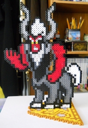 Size: 674x976 | Tagged: safe, artist:corneliusedmond, lord tirek, g4, season 4, bead sprite, customized toy, irl, male, perler beads, photo, scorpan's necklace, solo, sprite