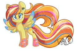Size: 800x539 | Tagged: safe, artist:indiefoxtail, oc, oc only, oc:graceful sunrise, pegasus, pony, rainbow power, rainbow power-ified, simple background, solo, transparent background