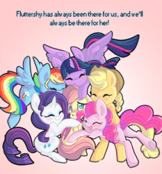 Size: 500x537 | Tagged: safe, artist:indiefoxtail, applejack, fluttershy, pinkie pie, rainbow dash, rarity, twilight sparkle, alicorn, pony, g4, blushing, female, hug, mane six, mare, twilight sparkle (alicorn)