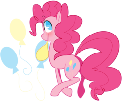 Size: 1024x883 | Tagged: safe, artist:chandelurres, pinkie pie, earth pony, pony, g4, balloon, blowing up balloons, female, inflating, looking at you, looking back, looking back at you, mare, solo
