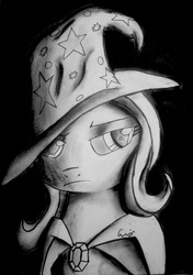 Size: 2277x3236 | Tagged: safe, artist:qwixlochflow, trixie, pony, unicorn, g4, female, high res, mare, monochrome, solo, traditional art