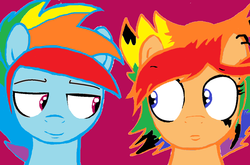 Size: 1024x674 | Tagged: safe, rainbow dash, oc, g4, canon x oc, rainbow blitz, rule 63, shipping