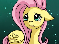 Size: 1024x768 | Tagged: source needed, safe, artist:princesssilverglow, fluttershy, pegasus, pony, g4, crying, female, floppy ears, mare, open mouth, simple background, solo, wings