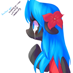 Size: 1280x1280 | Tagged: safe, artist:kilo, oc, oc only, oc:fire juggler blue, crying, solo