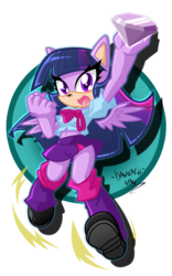 Size: 1500x2400 | Tagged: safe, artist:danmakuman, twilight sparkle, anthro, plantigrade anthro, equestria girls, g4, belly button, chaos emerald, clothes, crossover, female, midriff, missing horn, simple background, skirt, solo, sonic the hedgehog (series), sonicified, transparent background