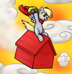 Size: 868x900 | Tagged: safe, artist:alittleofsomething, derpy hooves, pegasus, pony, g4, female, mare, peanuts, solo, sopwith camel, ww1 flying ace