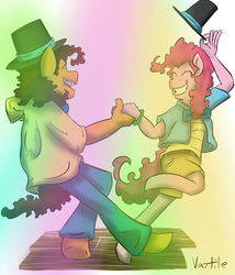 Size: 1500x1750 | Tagged: safe, artist:vastile, cheese sandwich, pinkie pie, anthro, g4, duo