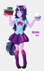 Size: 2141x3401 | Tagged: safe, artist:byverychart, twilight sparkle, equestria girls, g4, female, high res, horn, horned humanization, humanized, ponied up, solo, tailed humanization